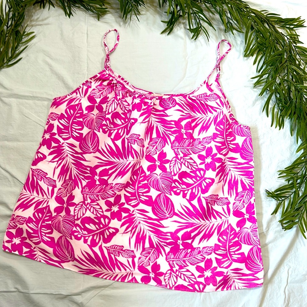 LOFT Pink Floral Spaghetti Strap Top